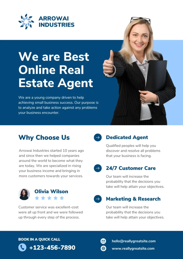 Navy and White Modern Real Estate Agent Flyer (1)