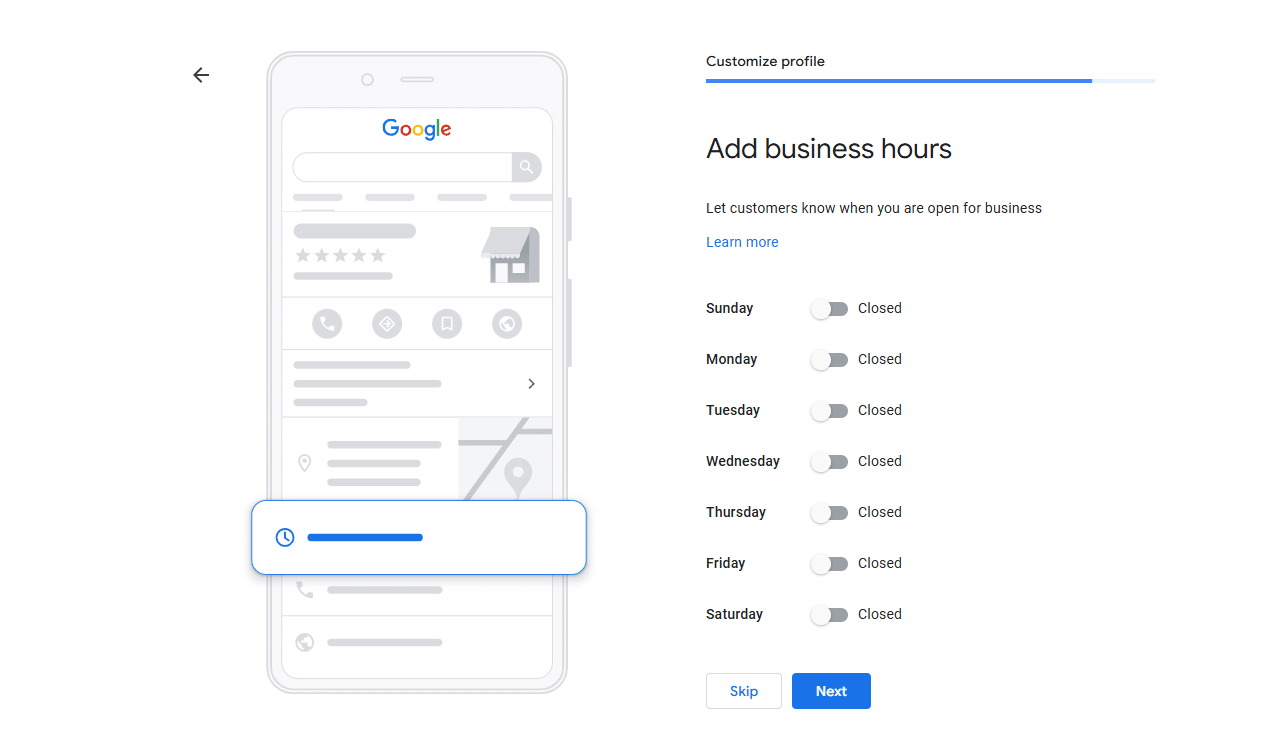 add business hours - how to create a google business profile