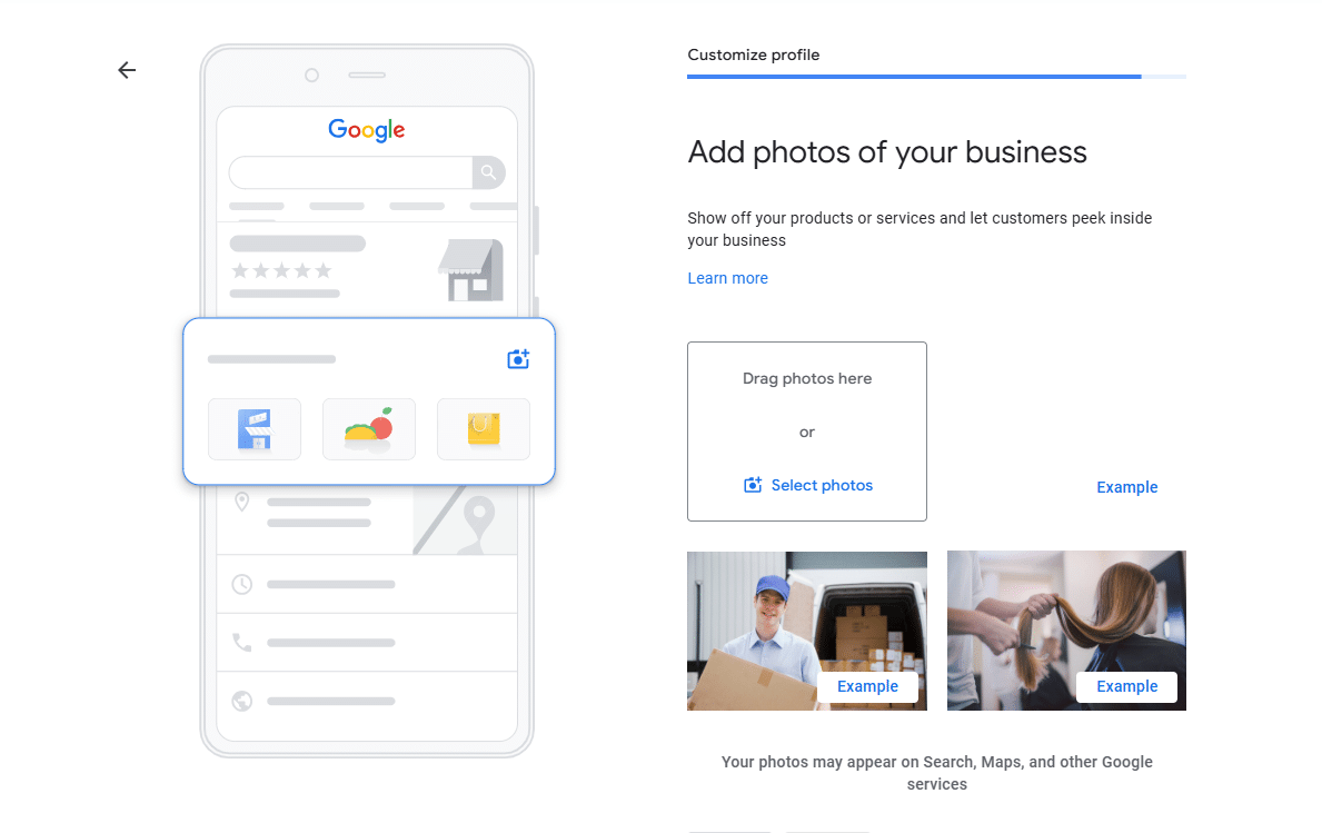 add business photos- how to create a google business profile