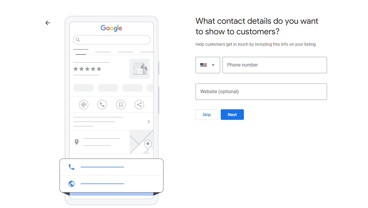 add phone number -  how to create a google business profile