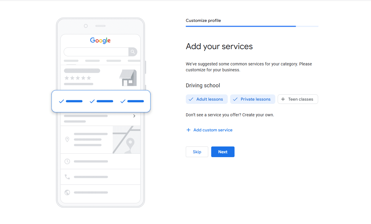 add your services  - how to create a google business profile