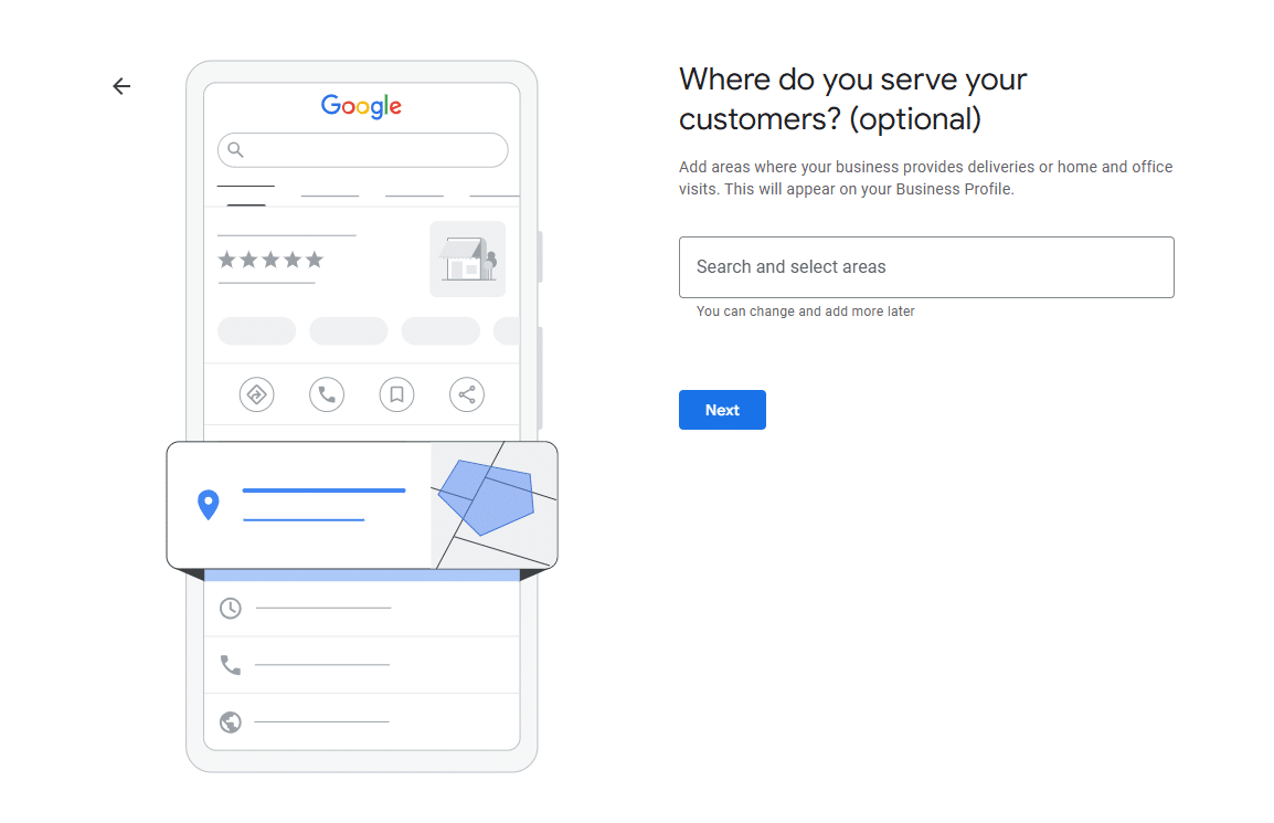 service area  - how to create a google business profile