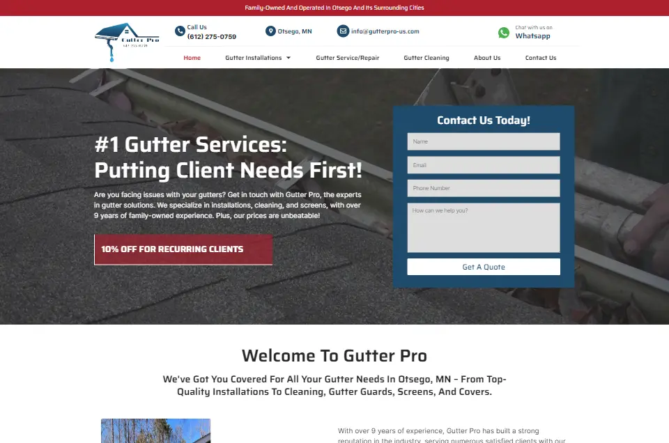 Gutter Cleaning Website Screenshot | Professional Web Design Portfolio