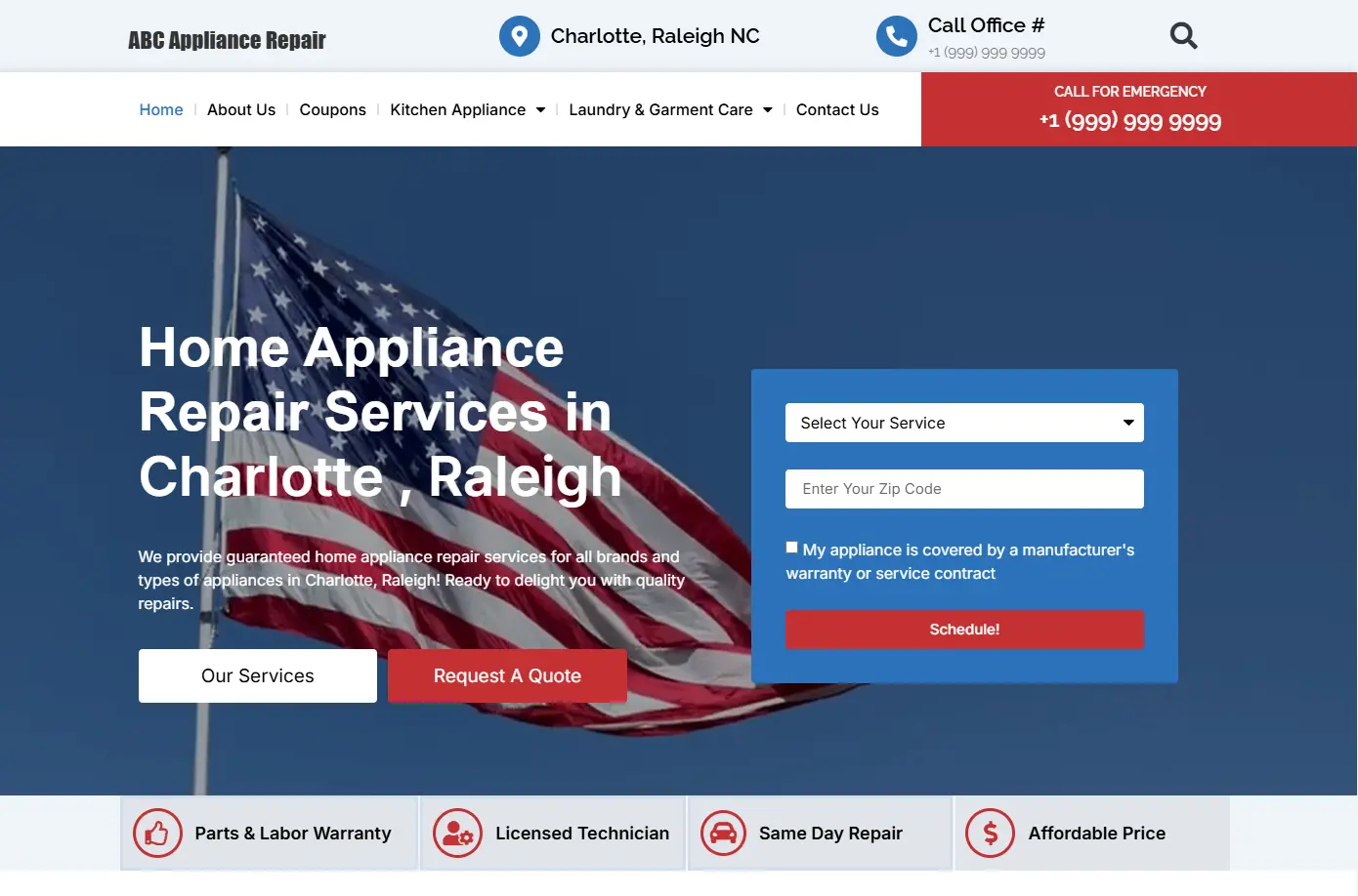 ABC Appliance Repair Website Screenshot | Portfolio of Web Design Work