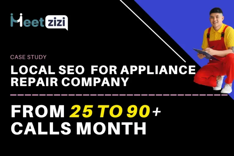 Local SEO results for appliance repair showing growth from 20 to 90 calls.