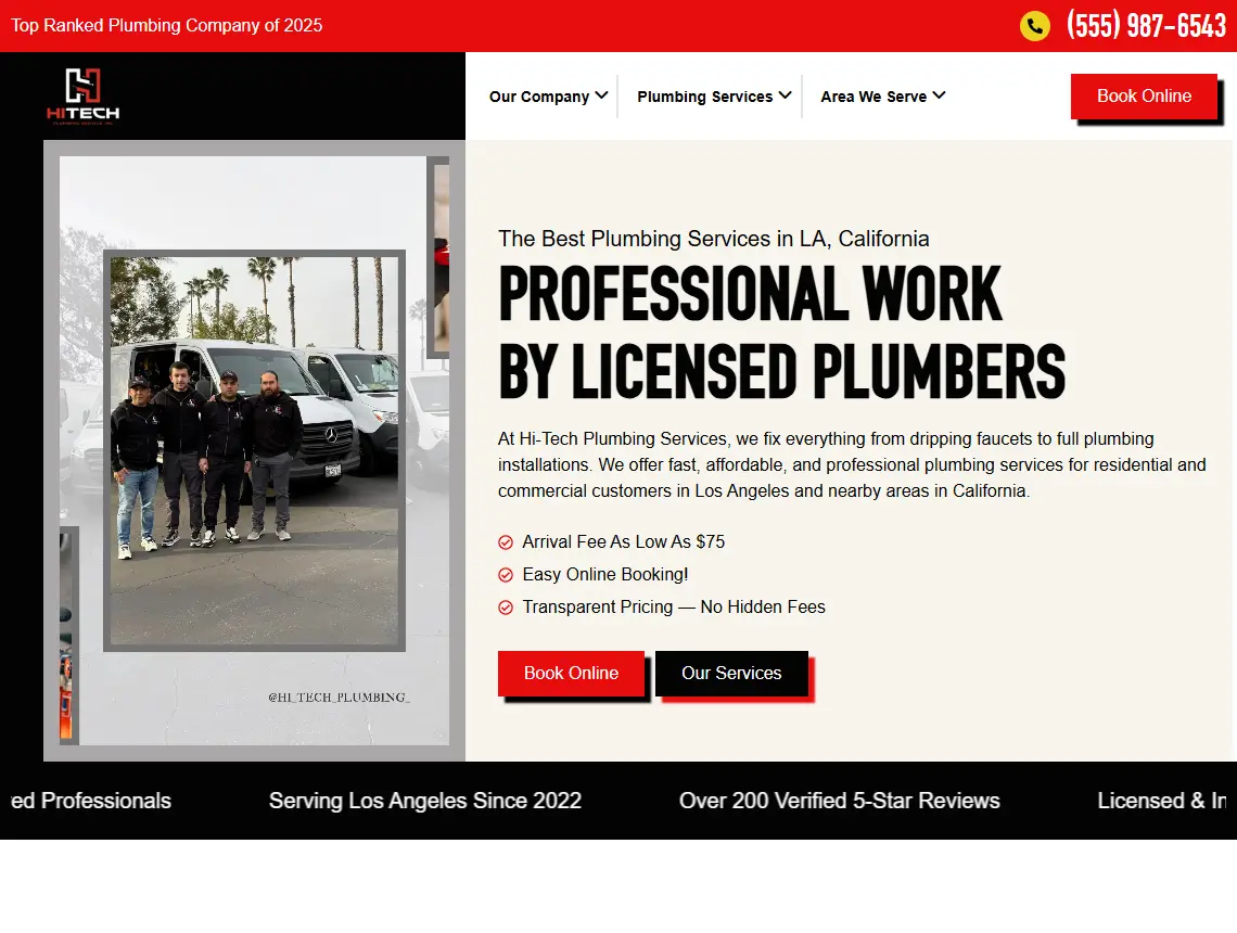 hitech plumbing repair website design & development