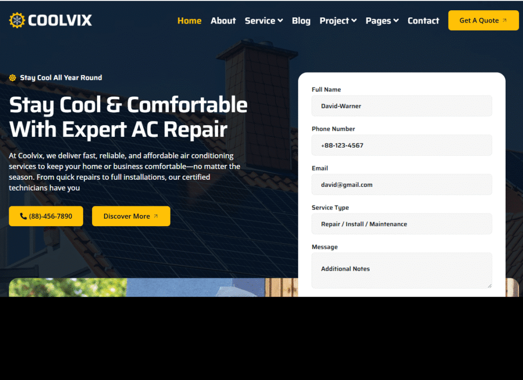 hvac website design and development