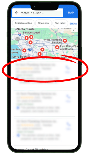 local seo for roofing - 3pack result