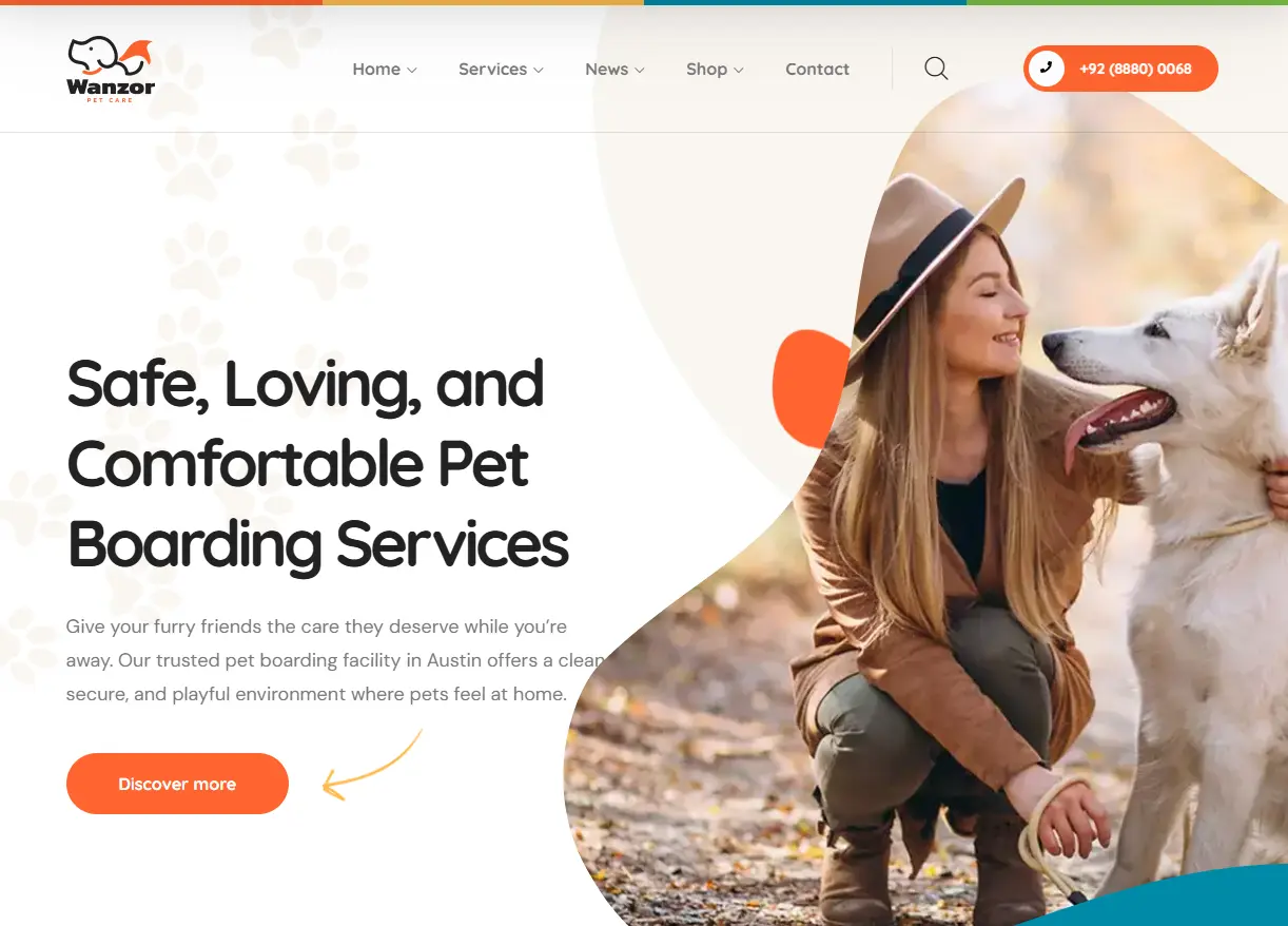 Pet Boarding desktop website design and development