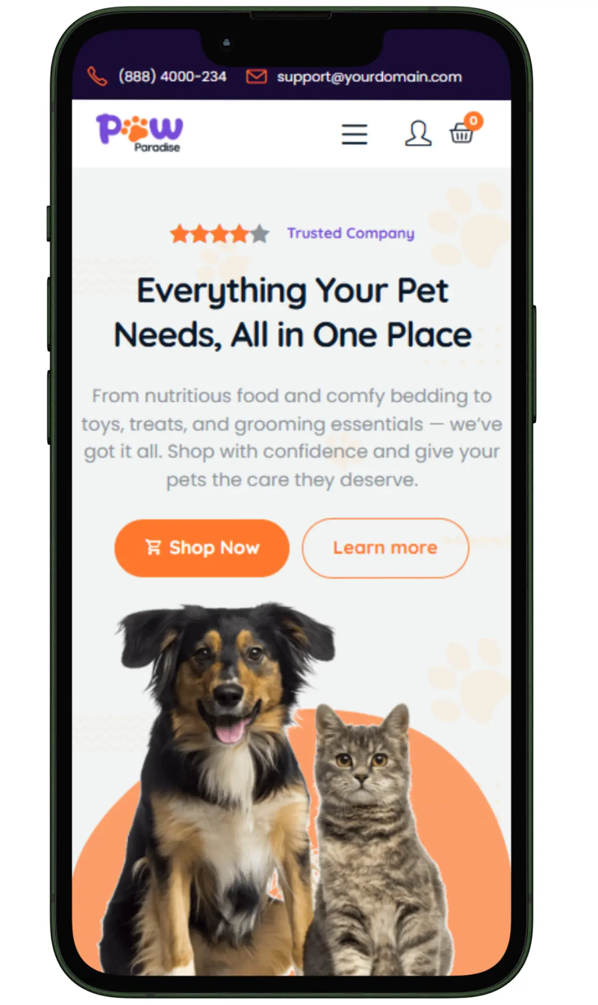 Pet Supply Store website design and development