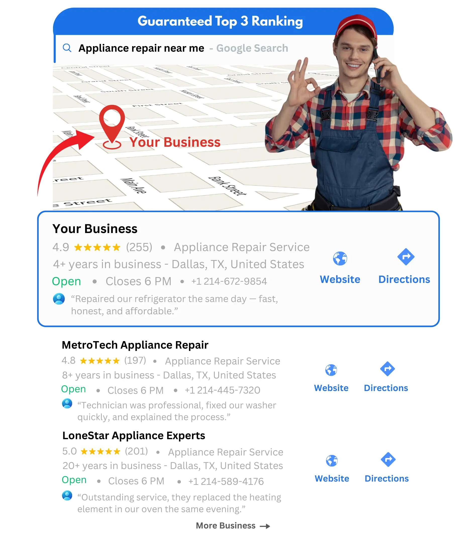 appliance repair GBP Ranking on top result