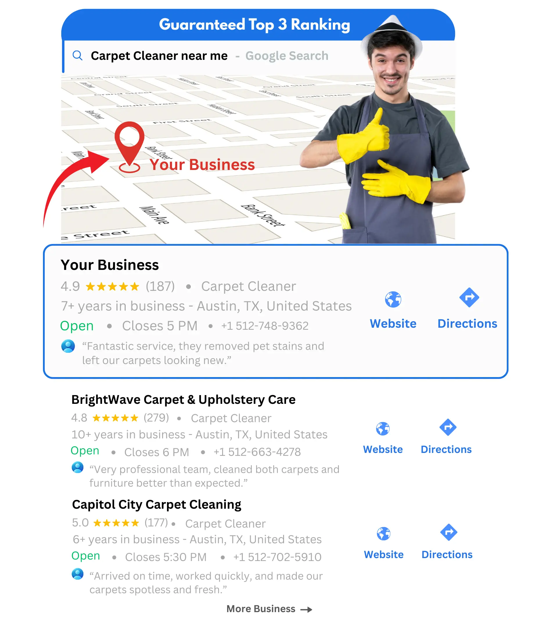 carpet cleaning GBP Ranking on top