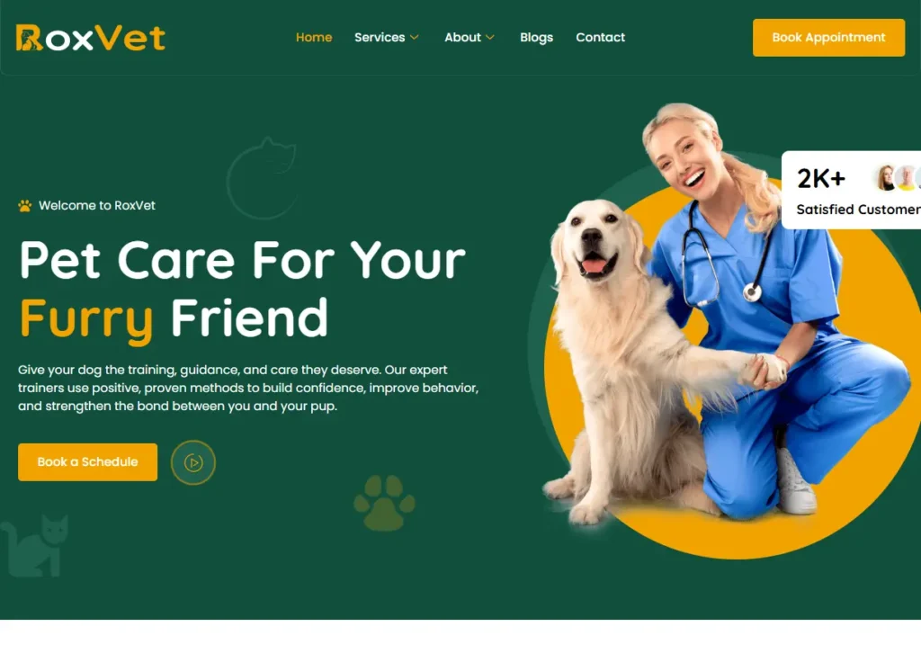 dog training desktop website design and development