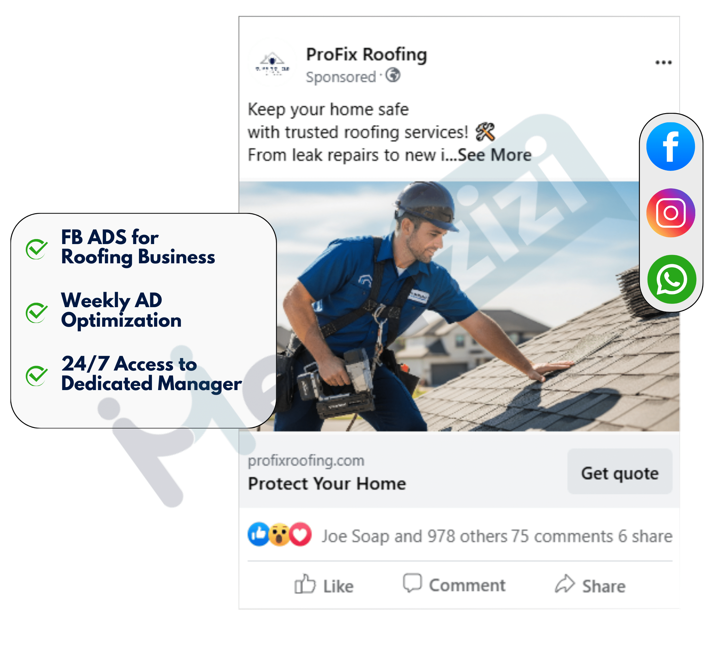 facebook image ads for Roofing business