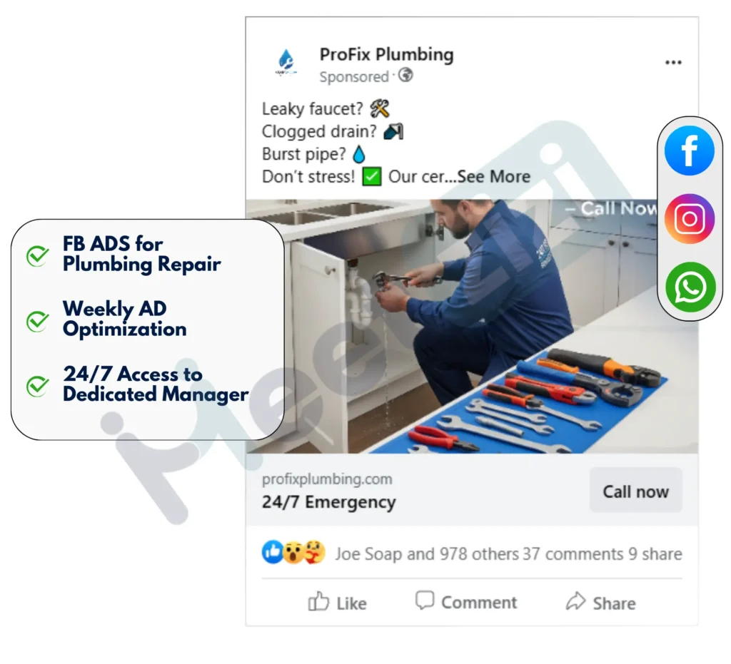 facebook image ads for plumbing repair business