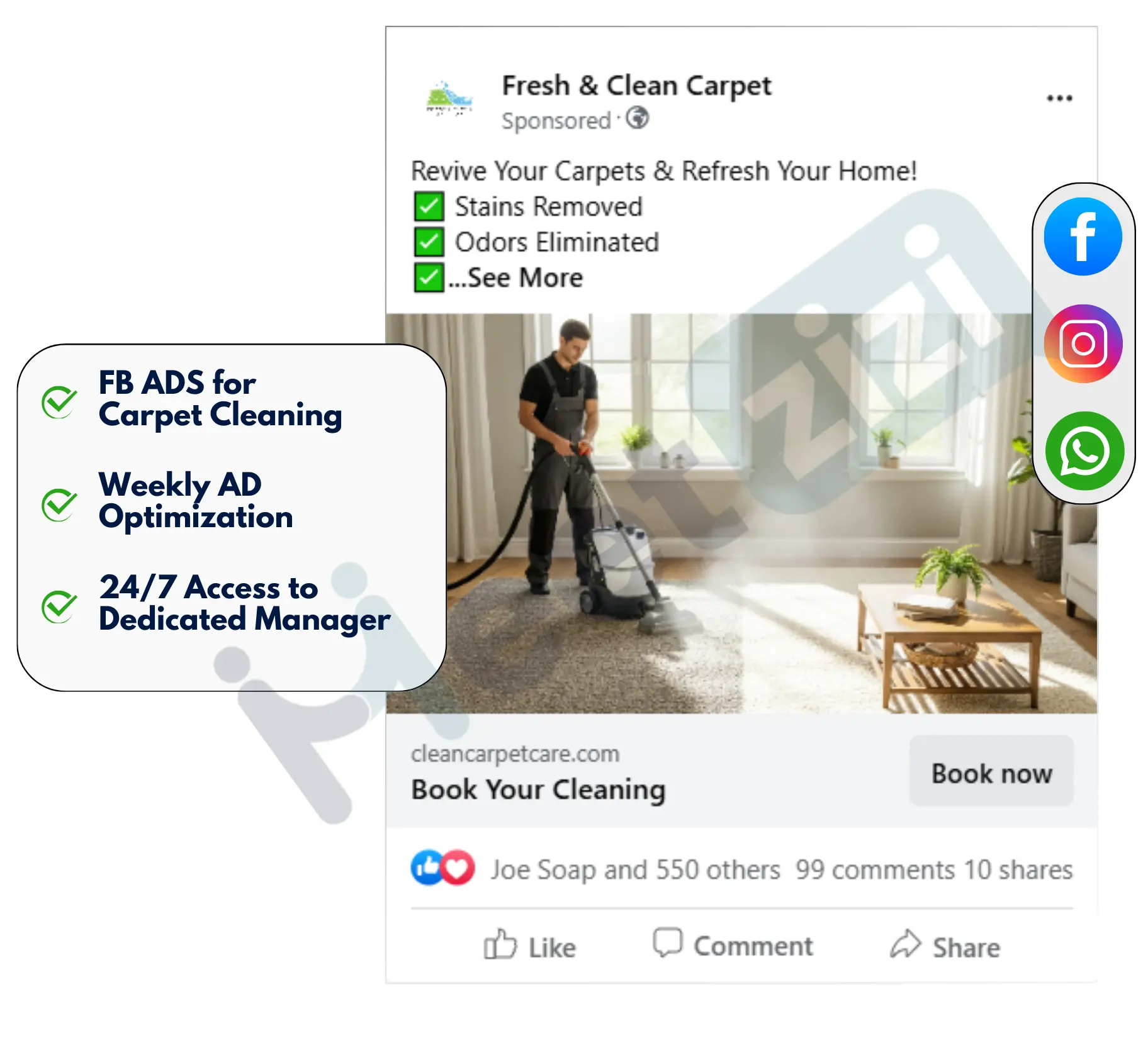 facebook image ads for carpet cleaning by meetzizi