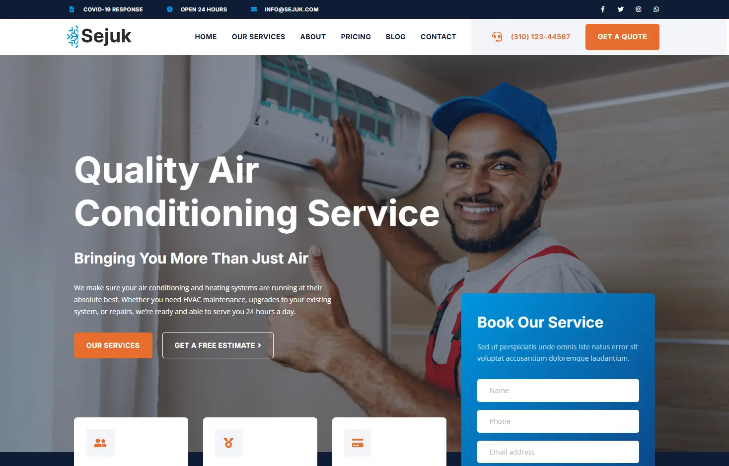 hvac repair desktop website design and development
