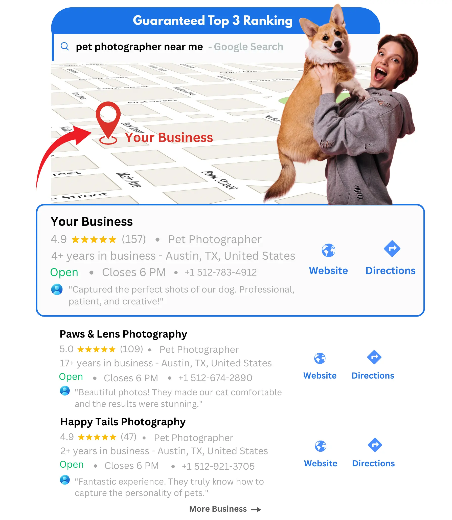pet photographer business GBP Ranking on top result