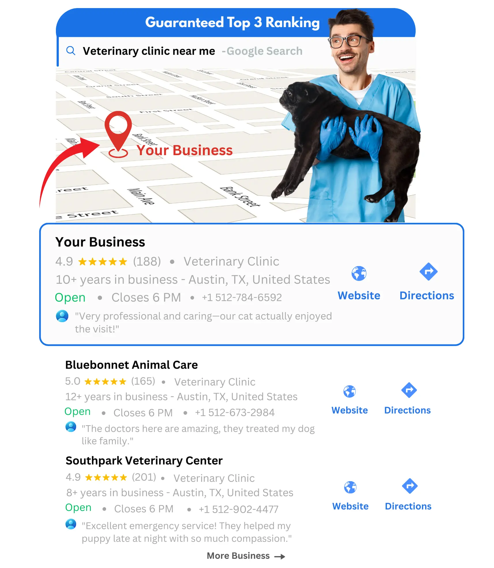veterinary clinic business GBP Ranking on top result