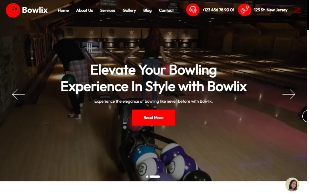 Bowling Alley desktop website design and development