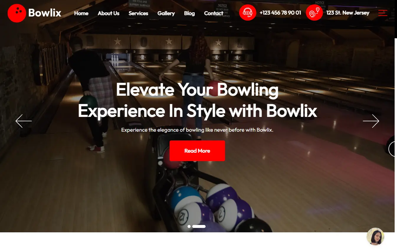 Bowling Alley desktop website design and development