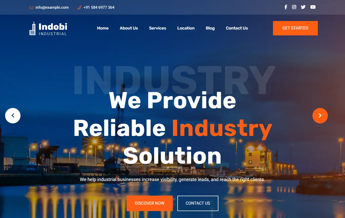 Industrial Companies desktop website design and development