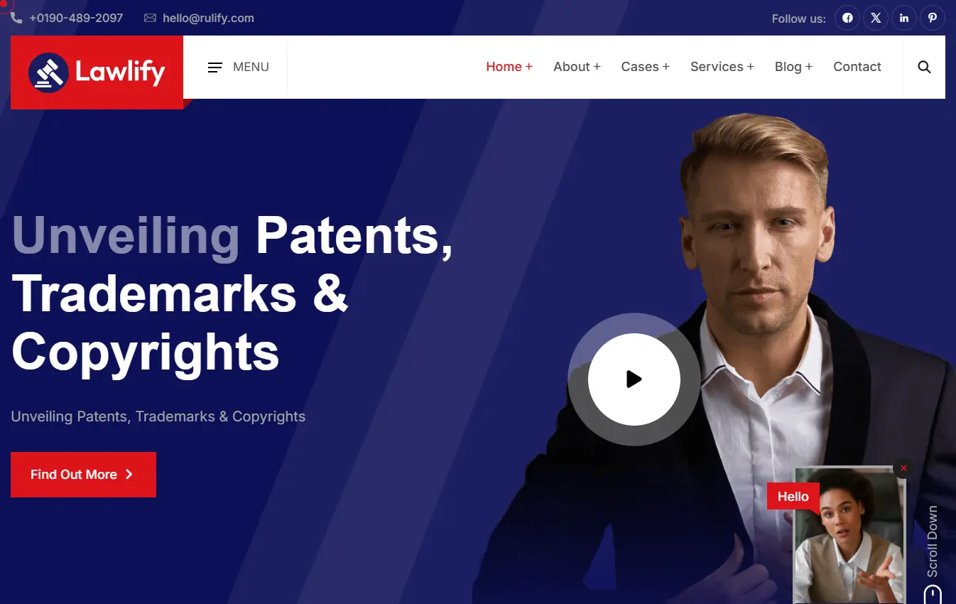 Intellectual Property desktop website design and development