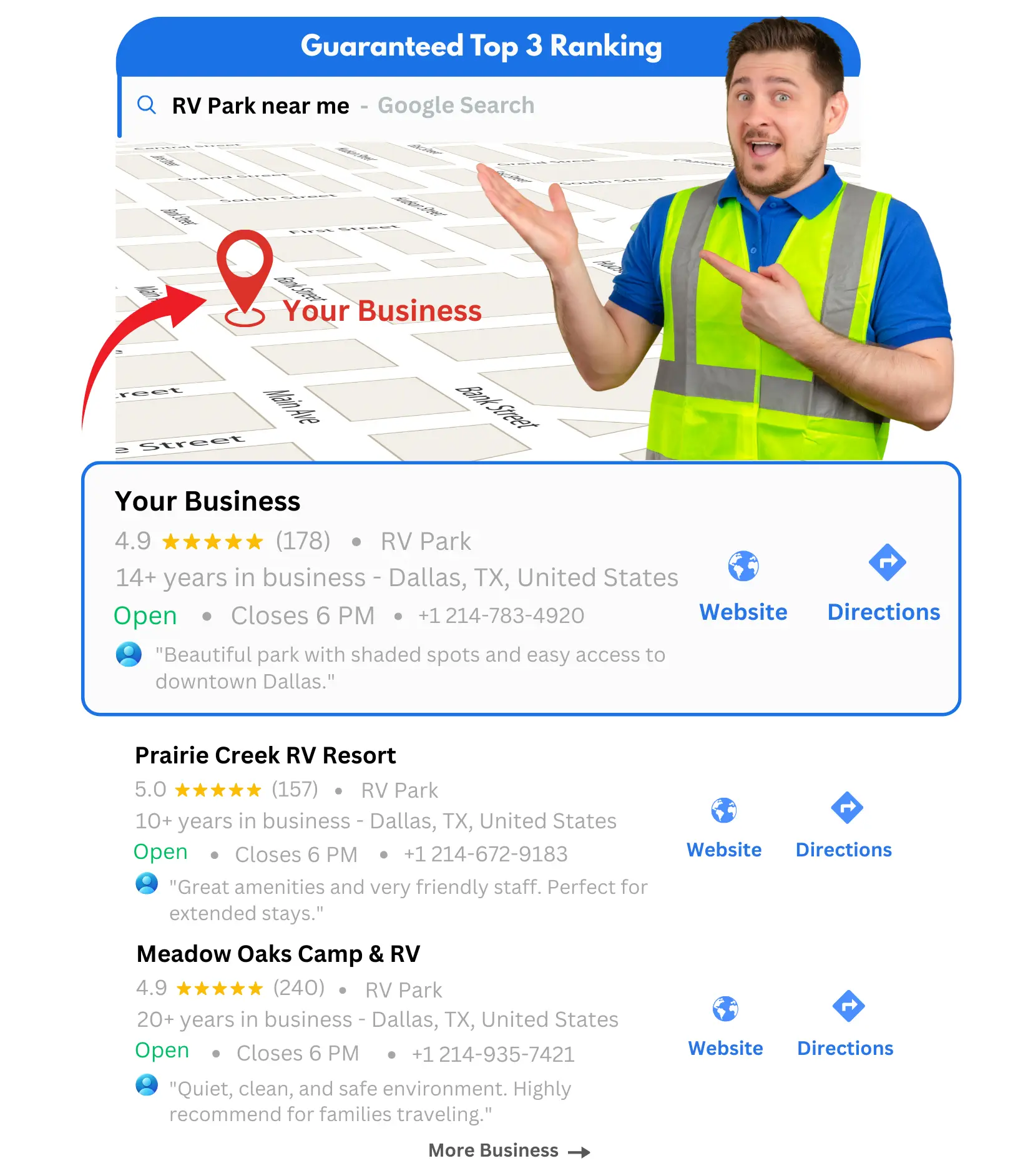 RV Park business GBP Ranking on top result