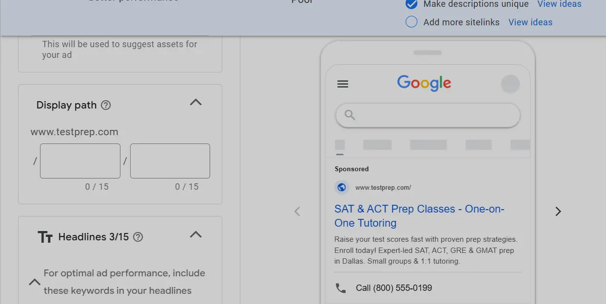 Test Preparation ads creations