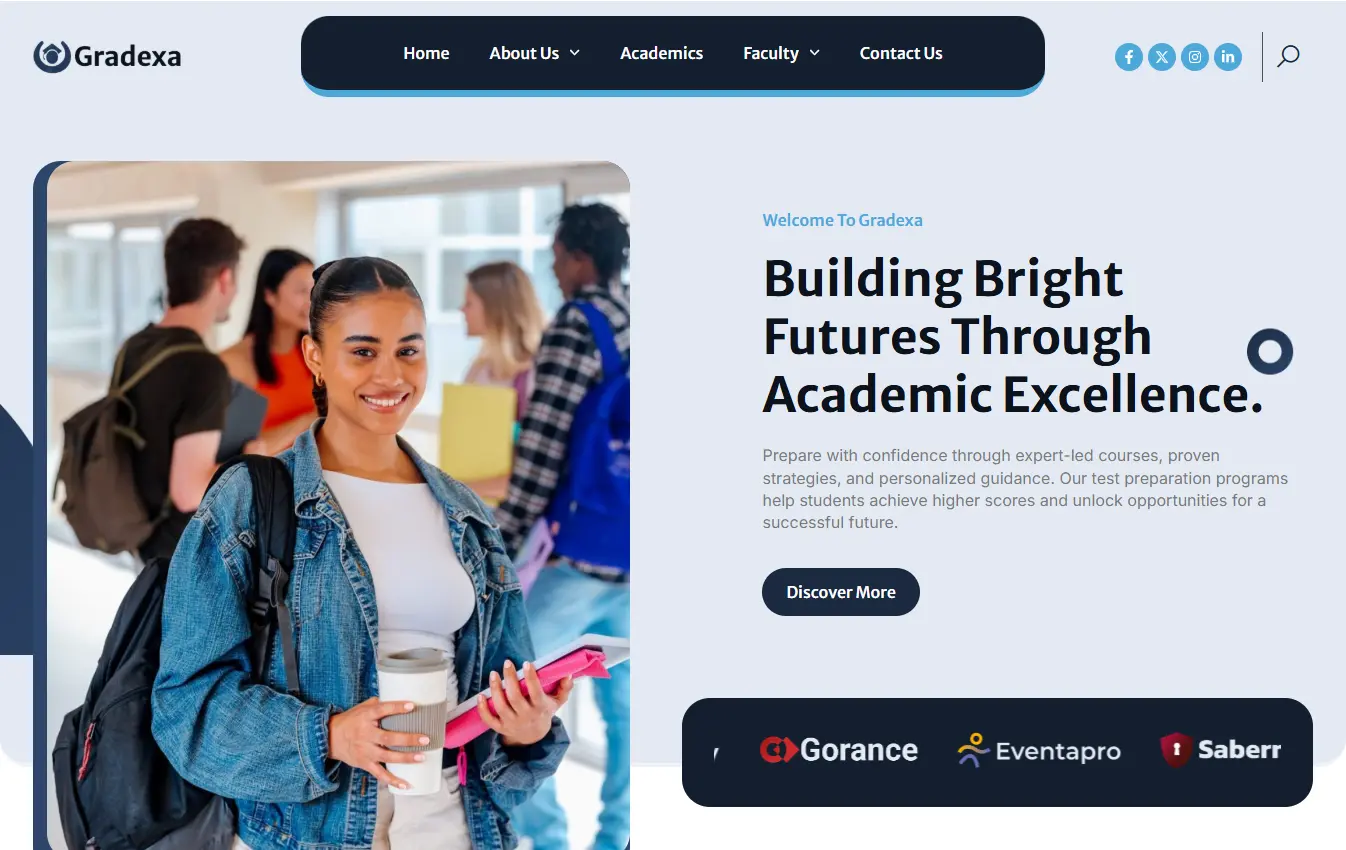 Test Preparation desktop Institutes website design and development