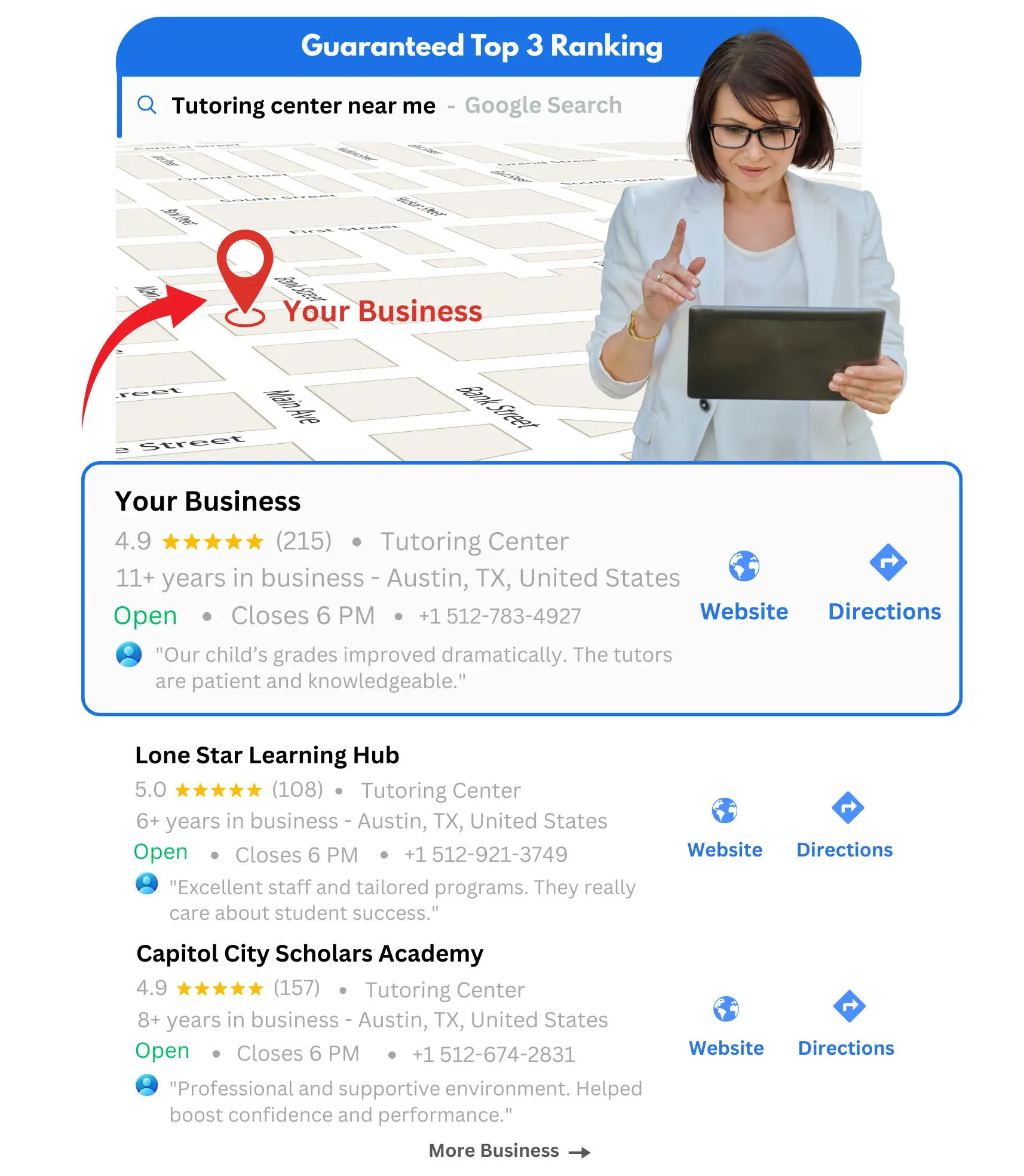 Tutoring center GBP Ranking on top result