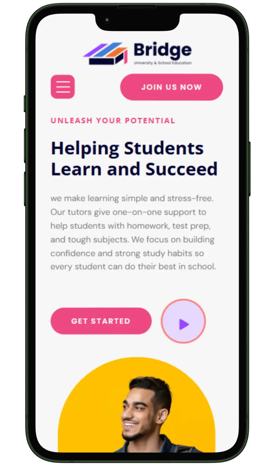 Tutoring center website design and development