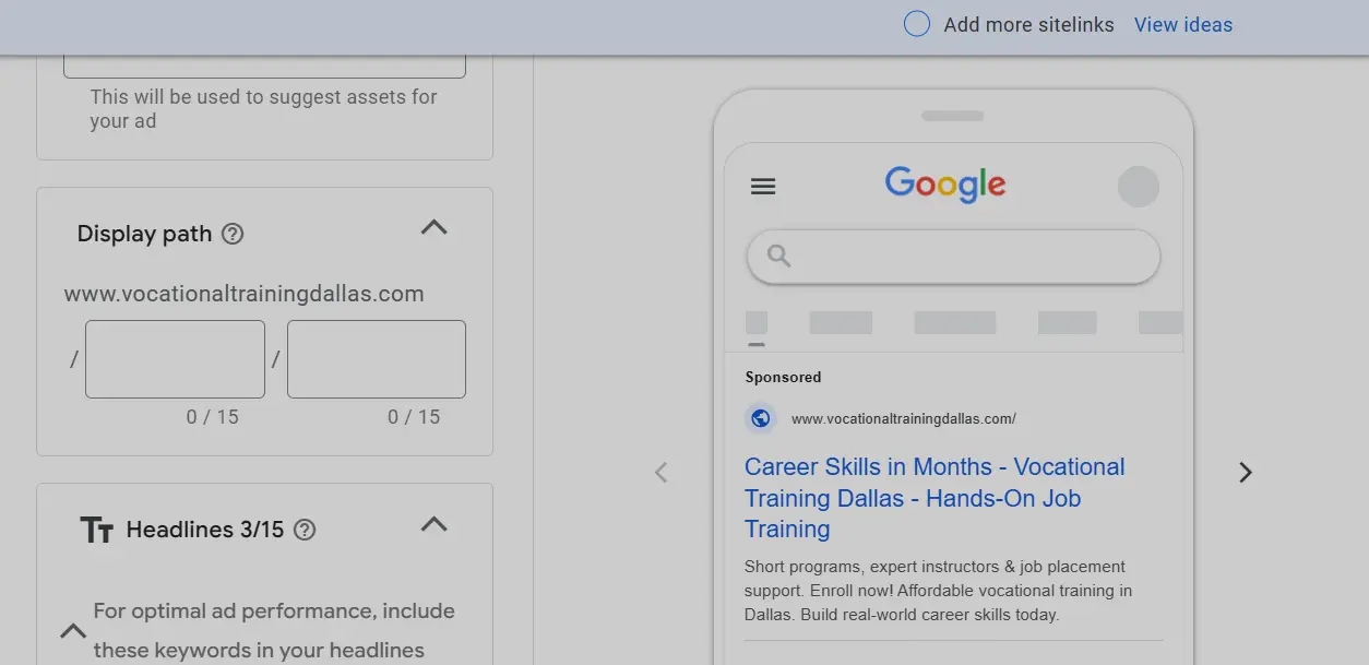 Vocational Training ads creation