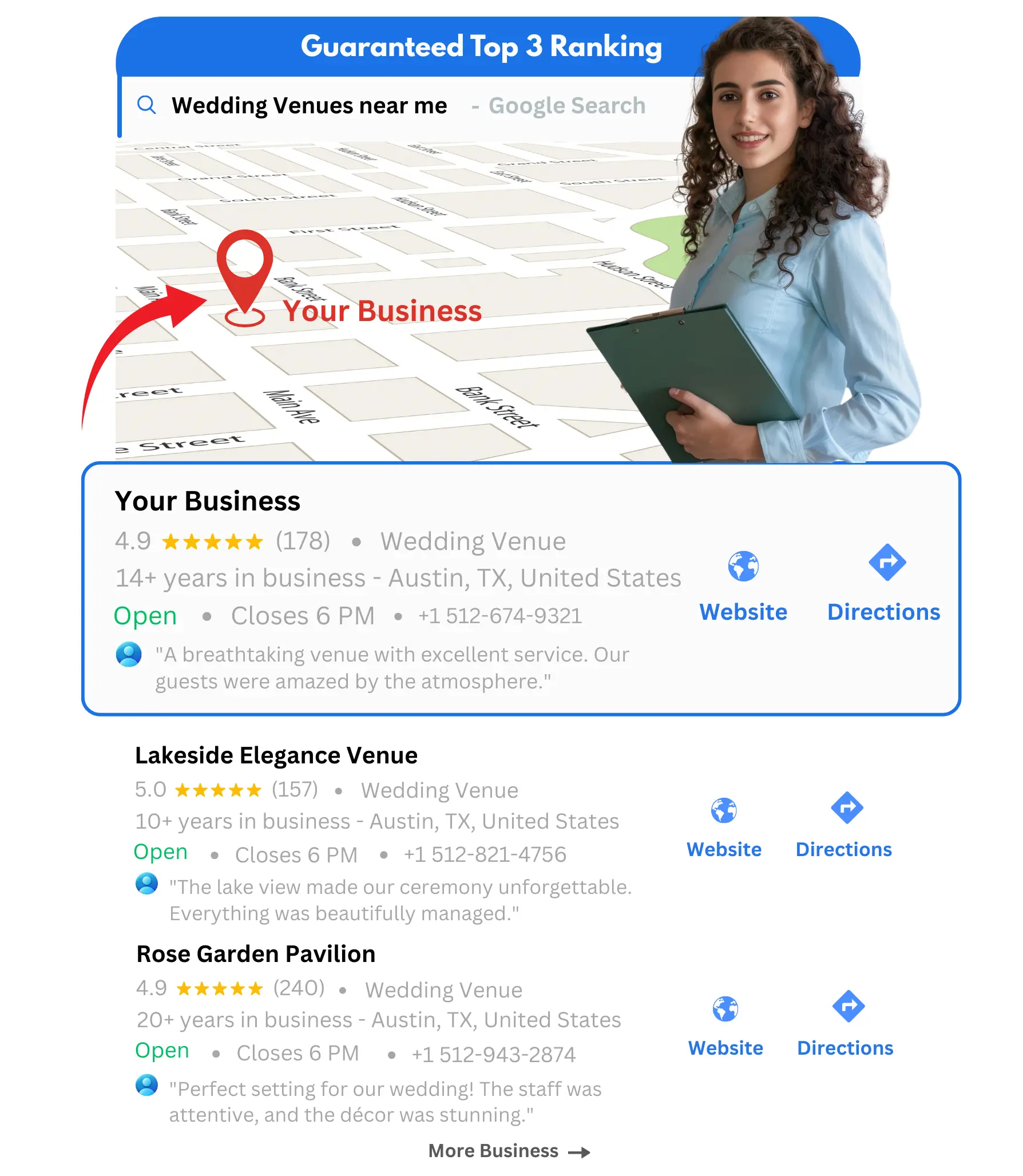 Wedding Venues business GBP Ranking on top result