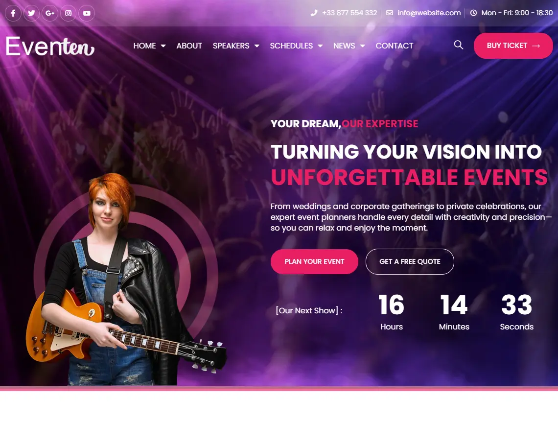 event planners desktop website design and development by meetzizi