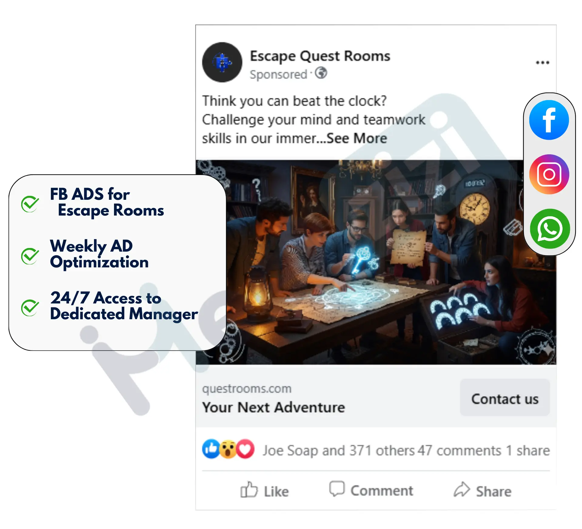 facebook image ads for Escape Rooms business