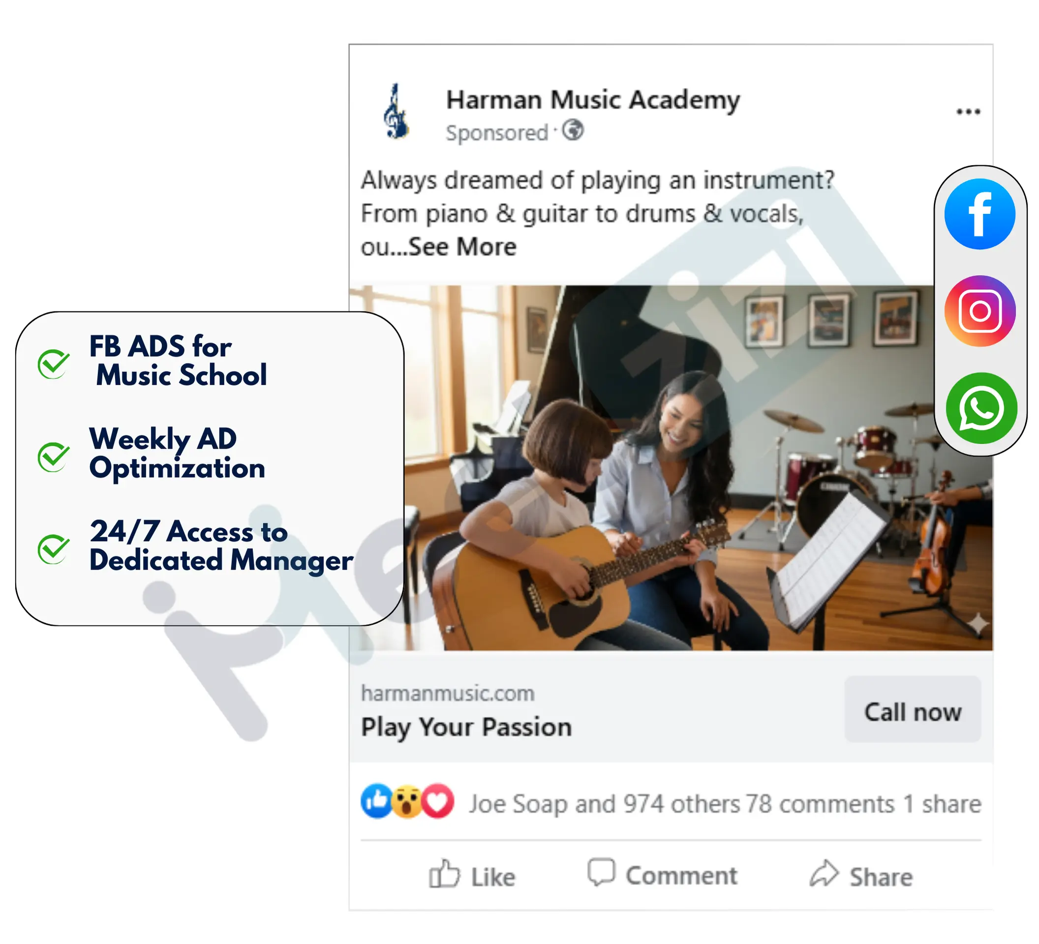 facebook image ads for Music school