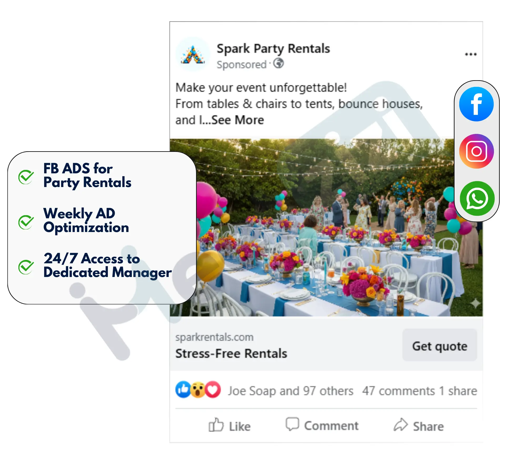 facebook image ads for Party Rentals business