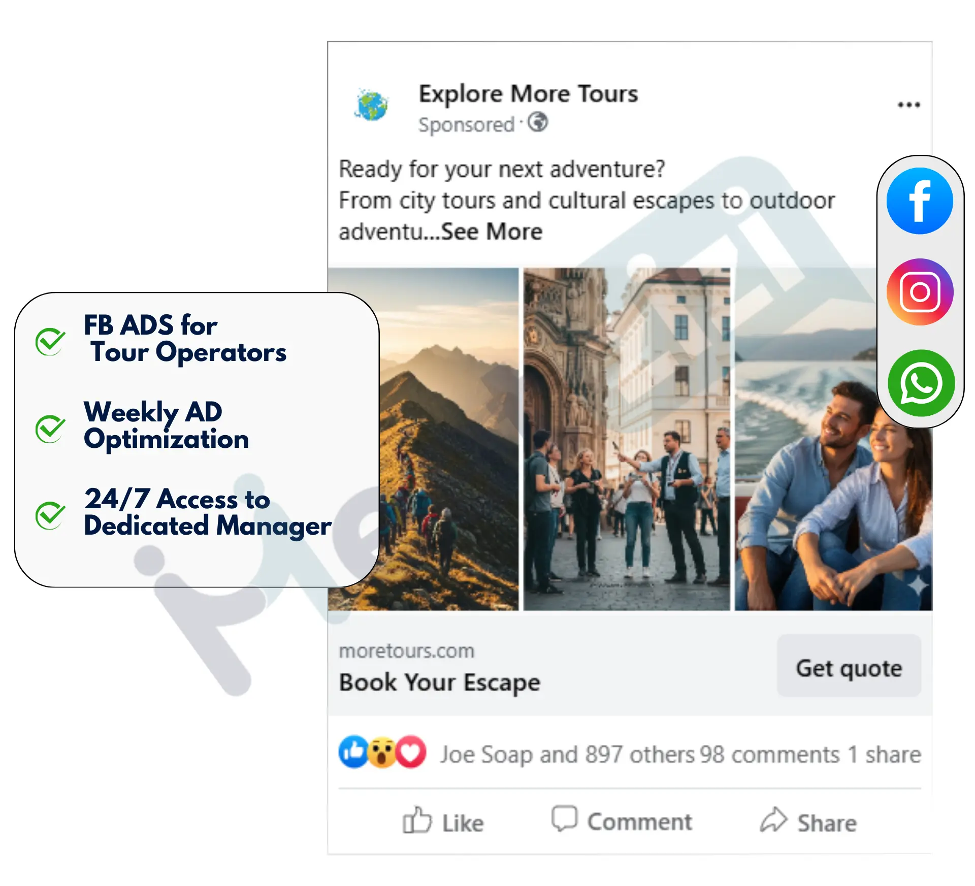 facebook image ads for Tour Operators business