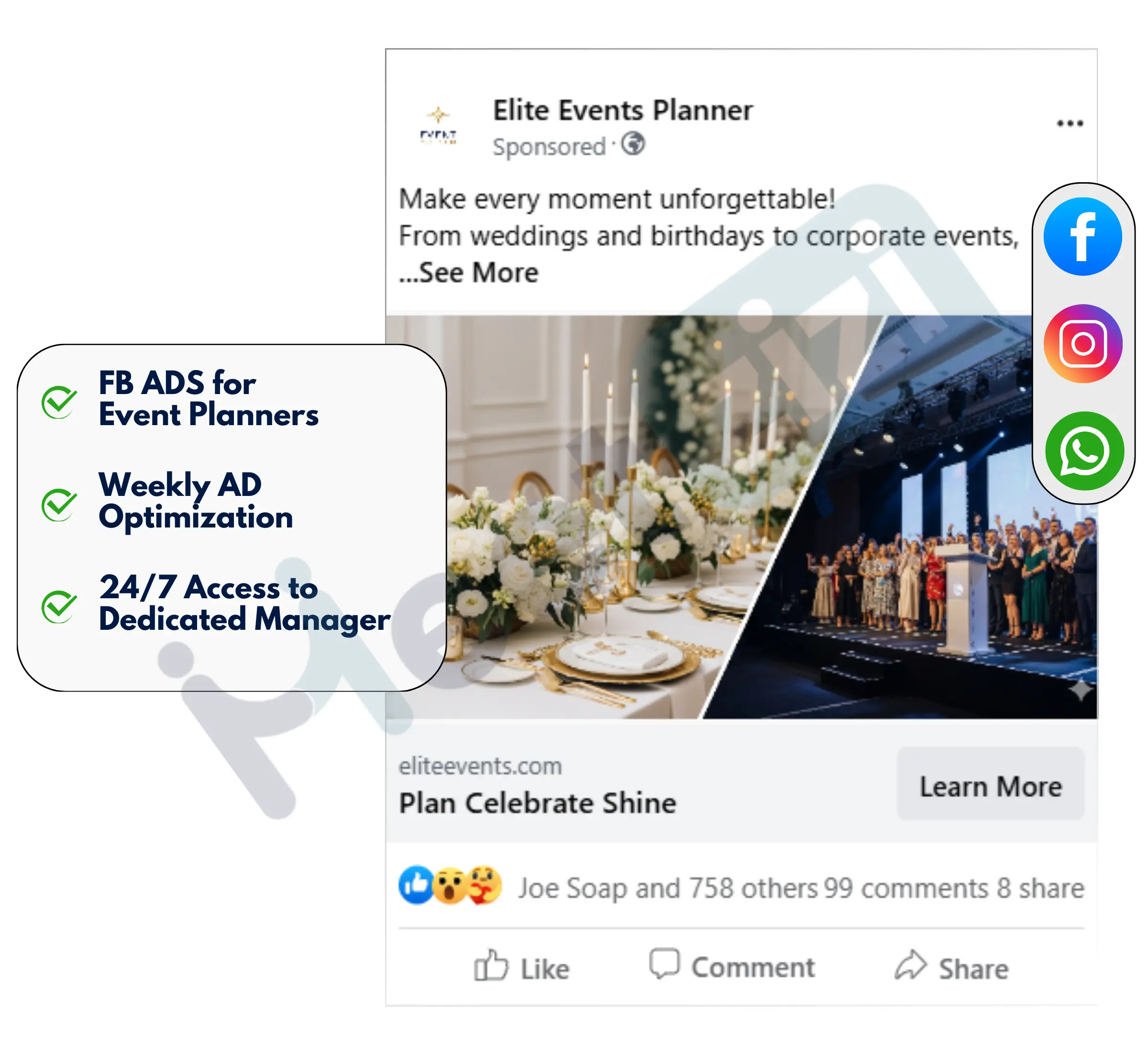 facebook image ads for event planner business