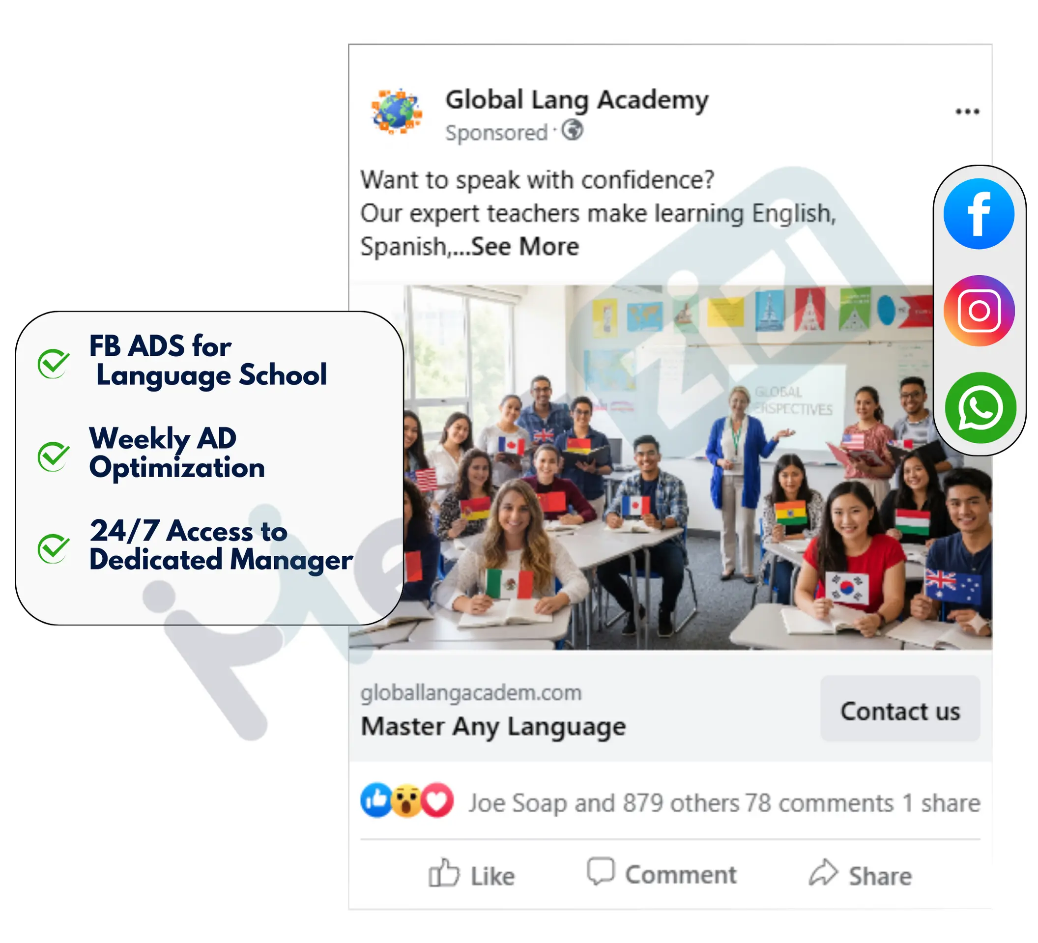 facebook image ads for language school