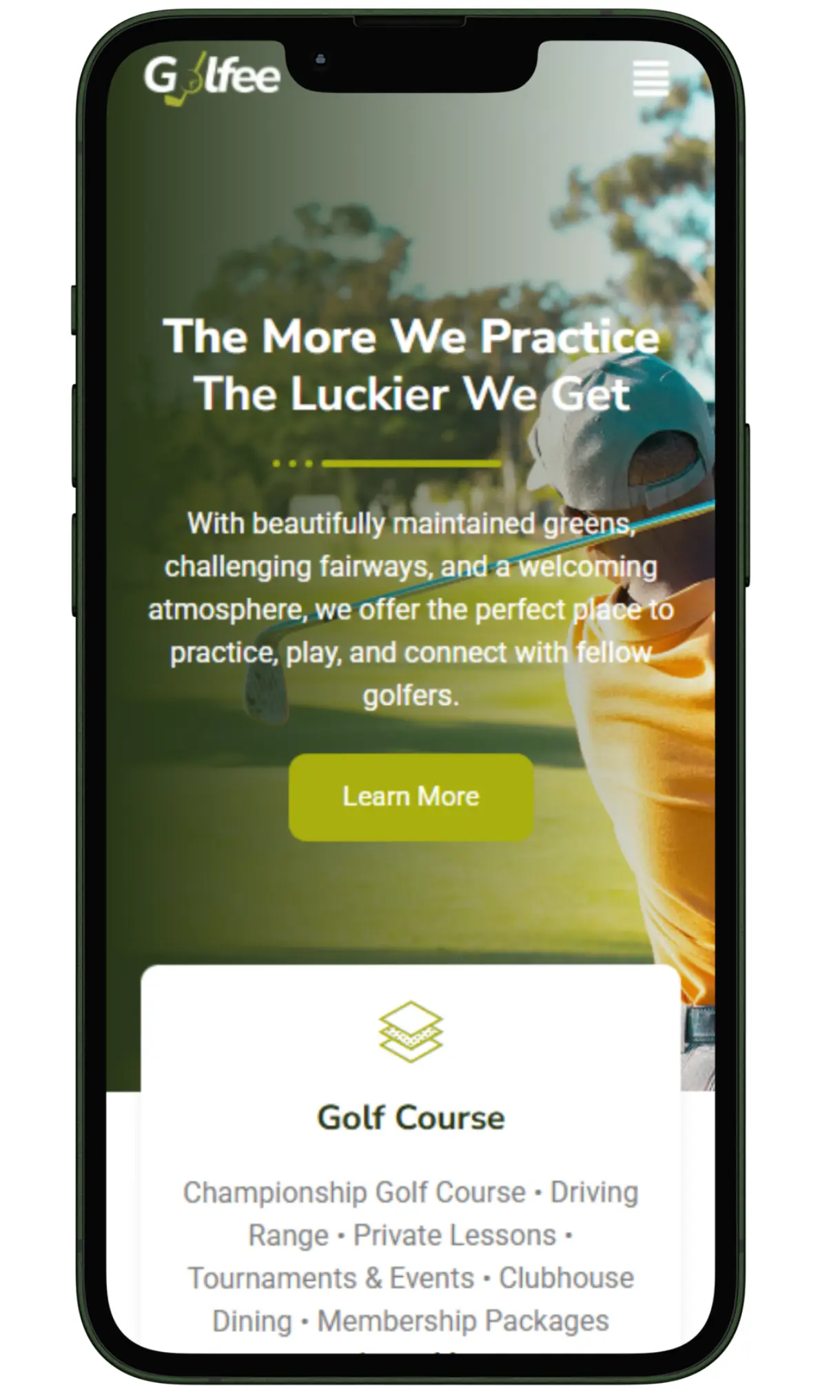 golf courses website design and development