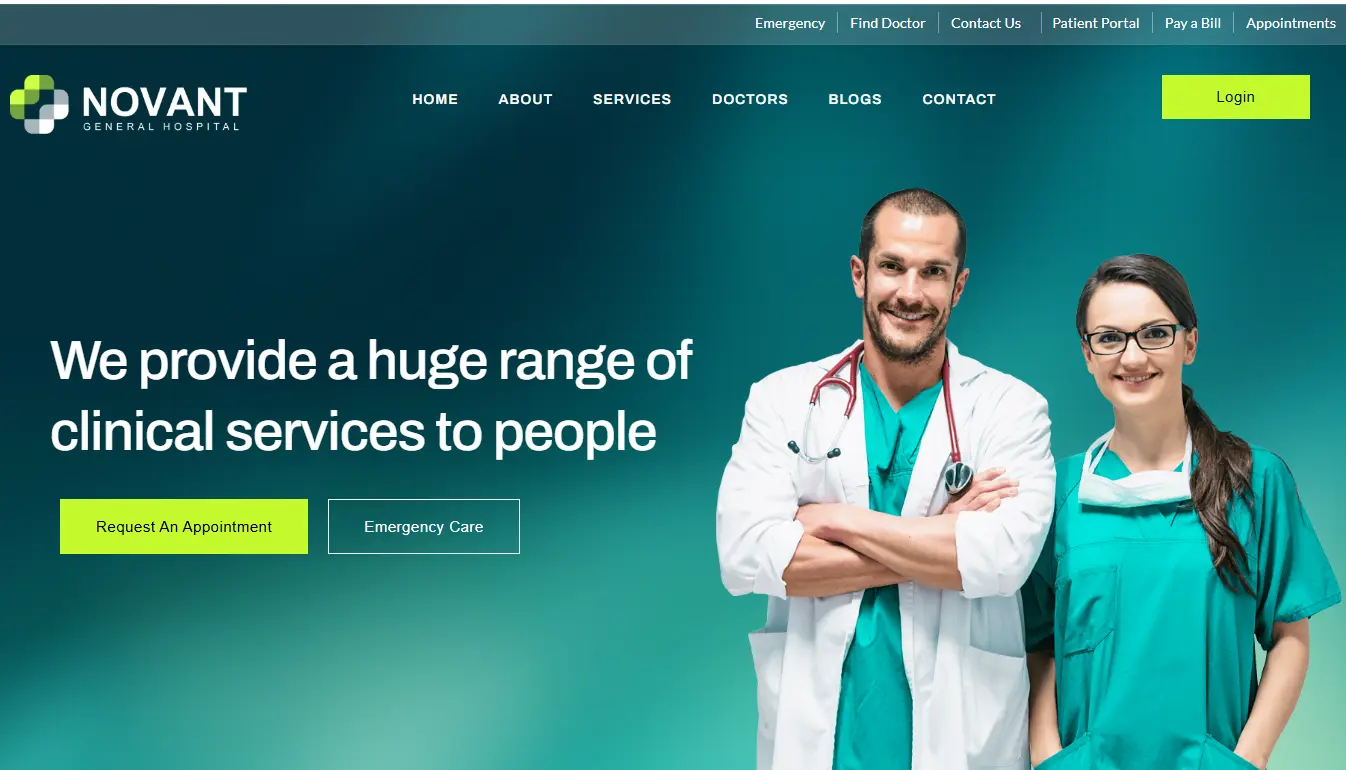 healthcare Sector desktop website design and development
