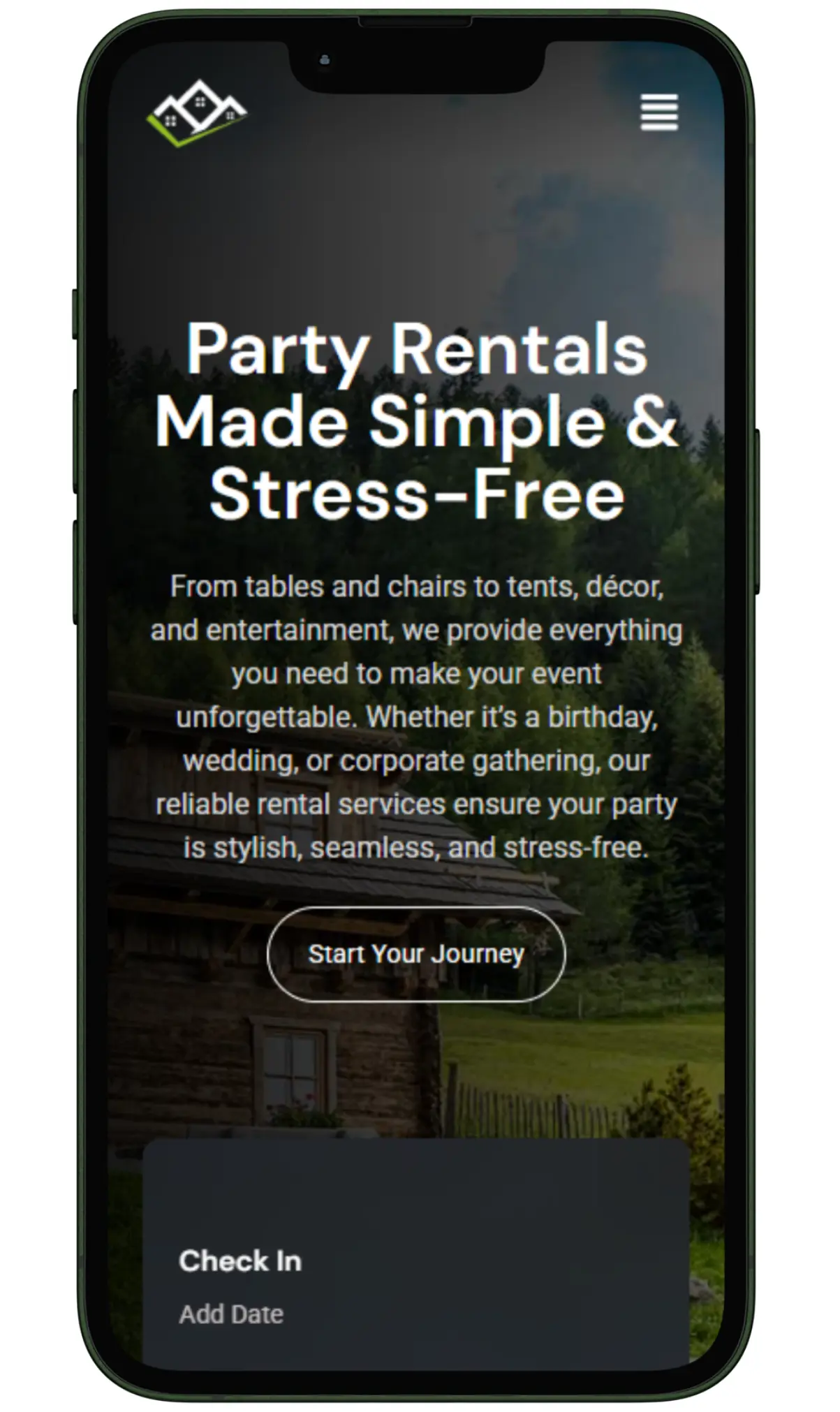 party rentals website design and development