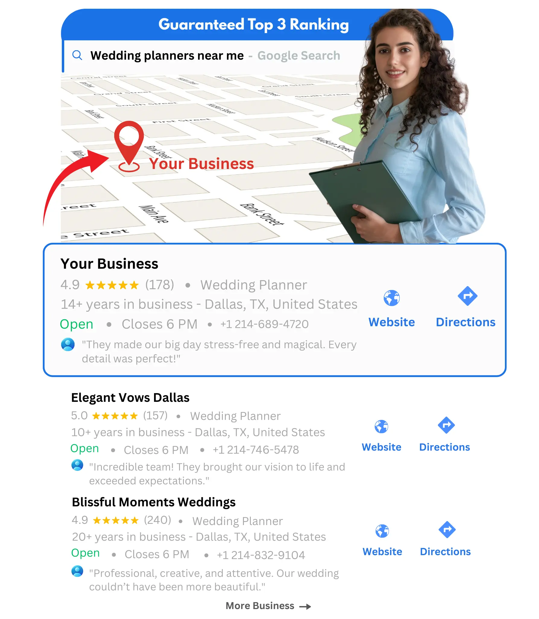 wedding planner business GBP Ranking on top result