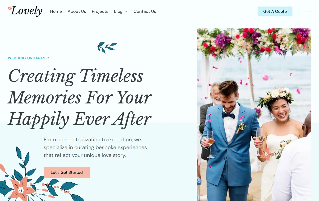 wedding venue desktop website design and development