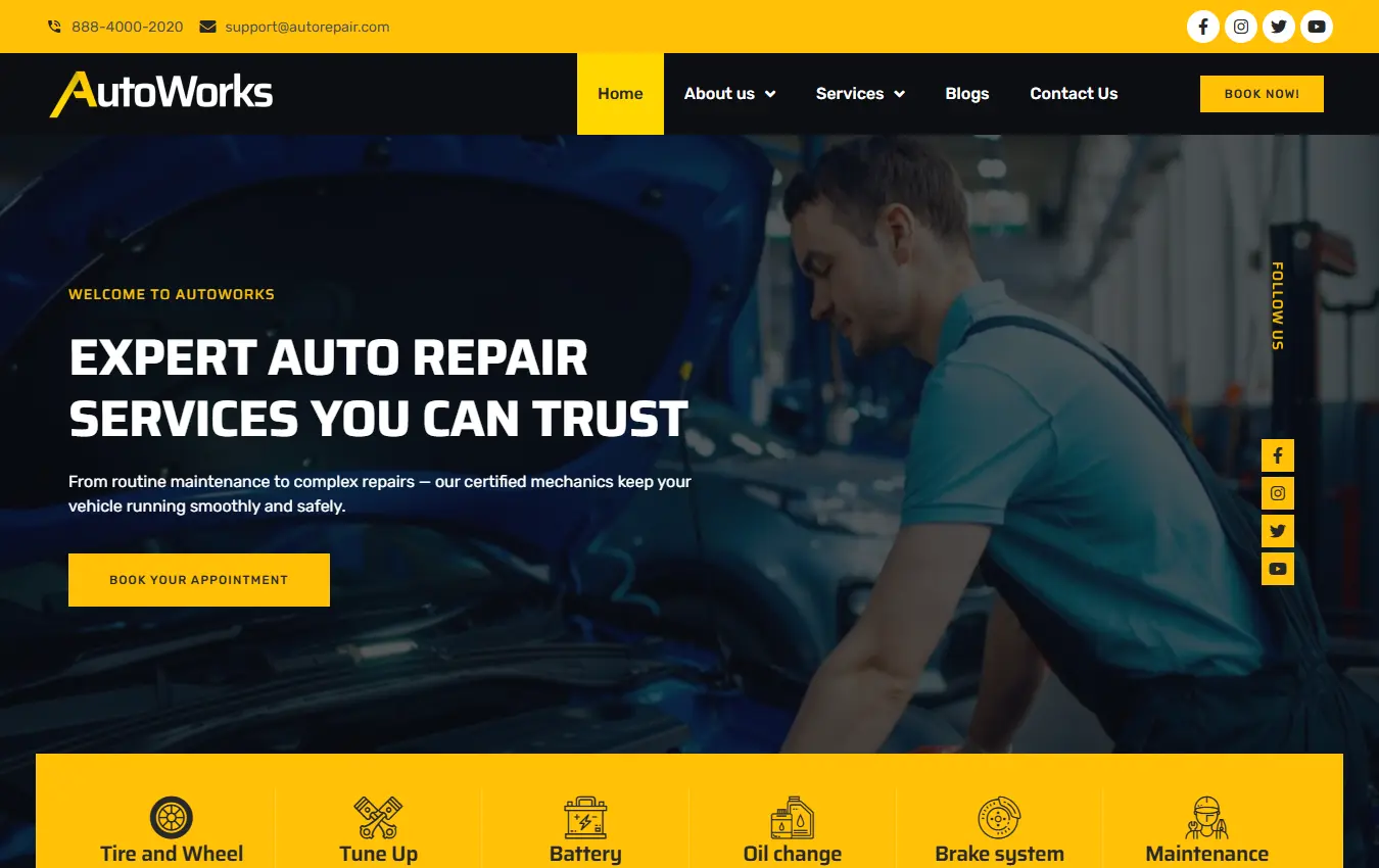 Auto Repair Shop website design