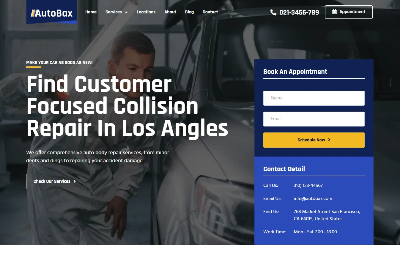 Auto Body Shops website design and development