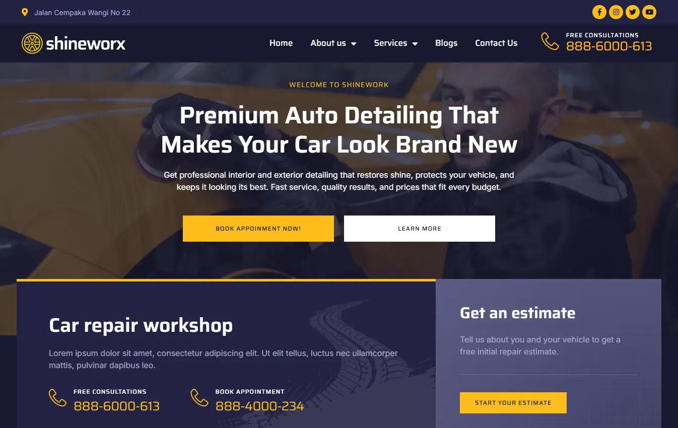 Auto Detailing website design and development