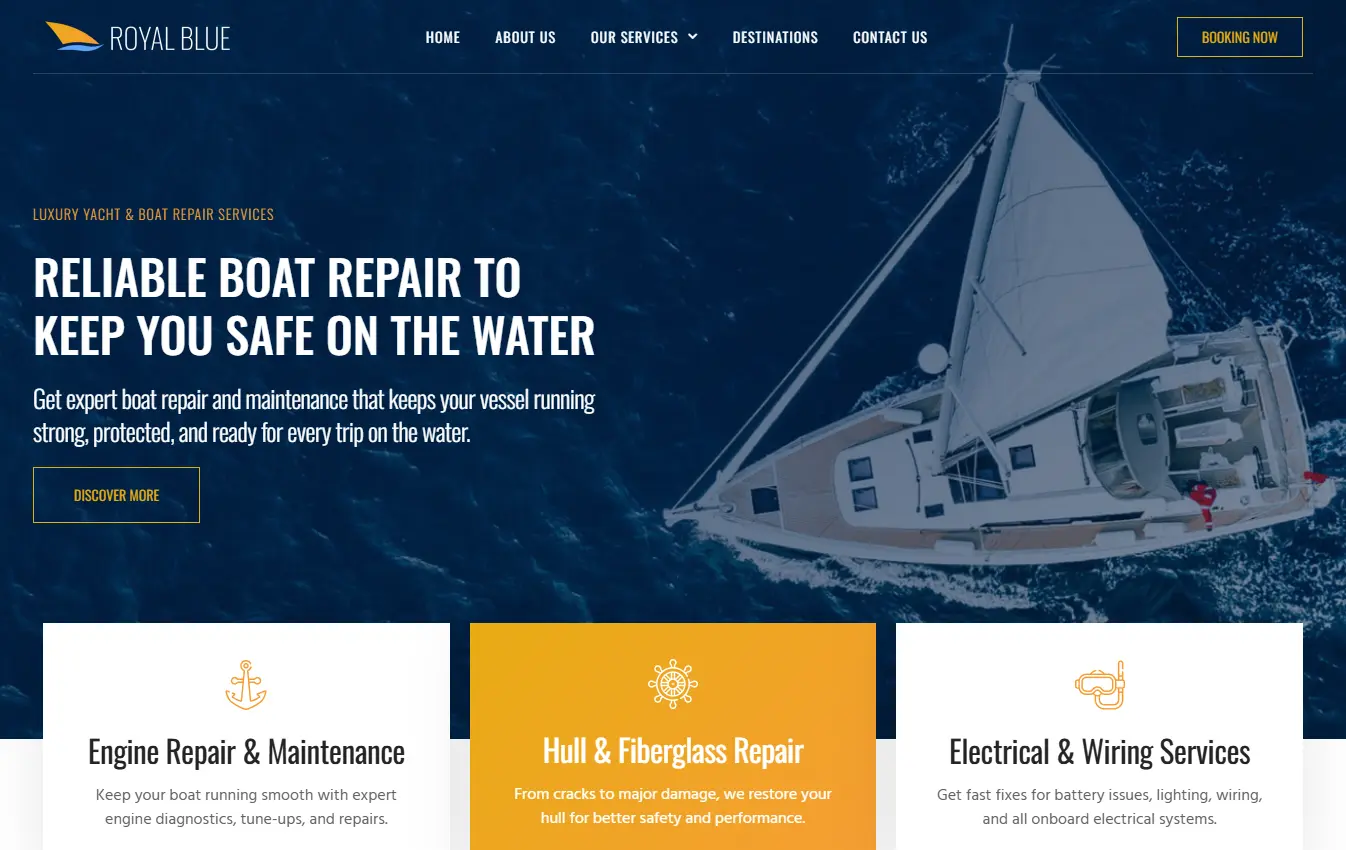 Boat Repair website design and development